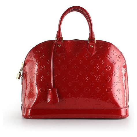 sac louis vuitton alma rouge vernis|louis vuitton vernis leather strap.